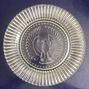 Vintage Clear Cut Glass Plate - American Eagle 🦅